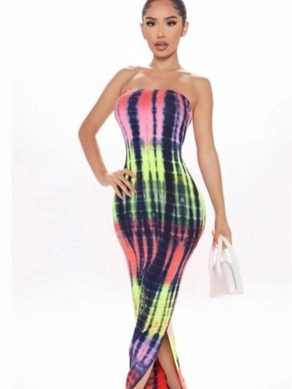 Fashion Nova Wishing You Love Tie Dye Maxi Dress Pink & Green